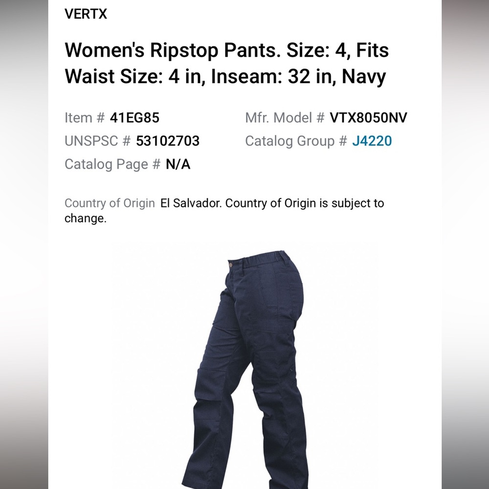 Women’s Vertx work pants